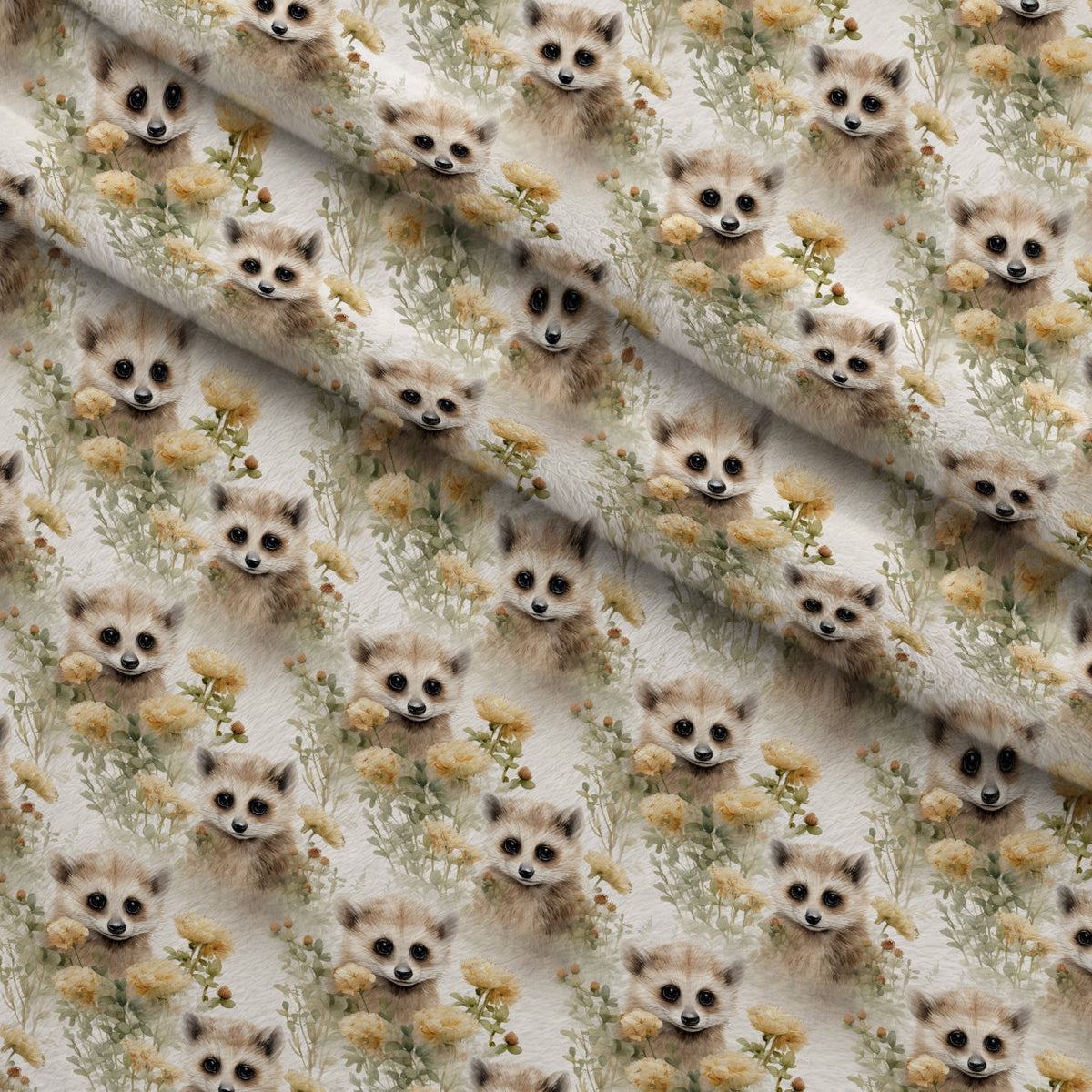 Forest Friends Pattern 10 Fleece Fabric — fleece fabric folded close-up preview (mv-fleece-v1:lying)