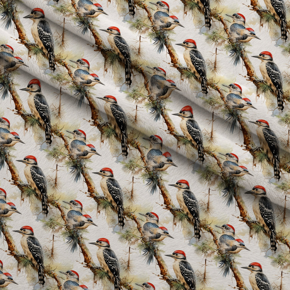Forest Friends Pattern 6 Fleece Fabric — fleece fabric folded close-up preview (mv-fleece-v1:lying)