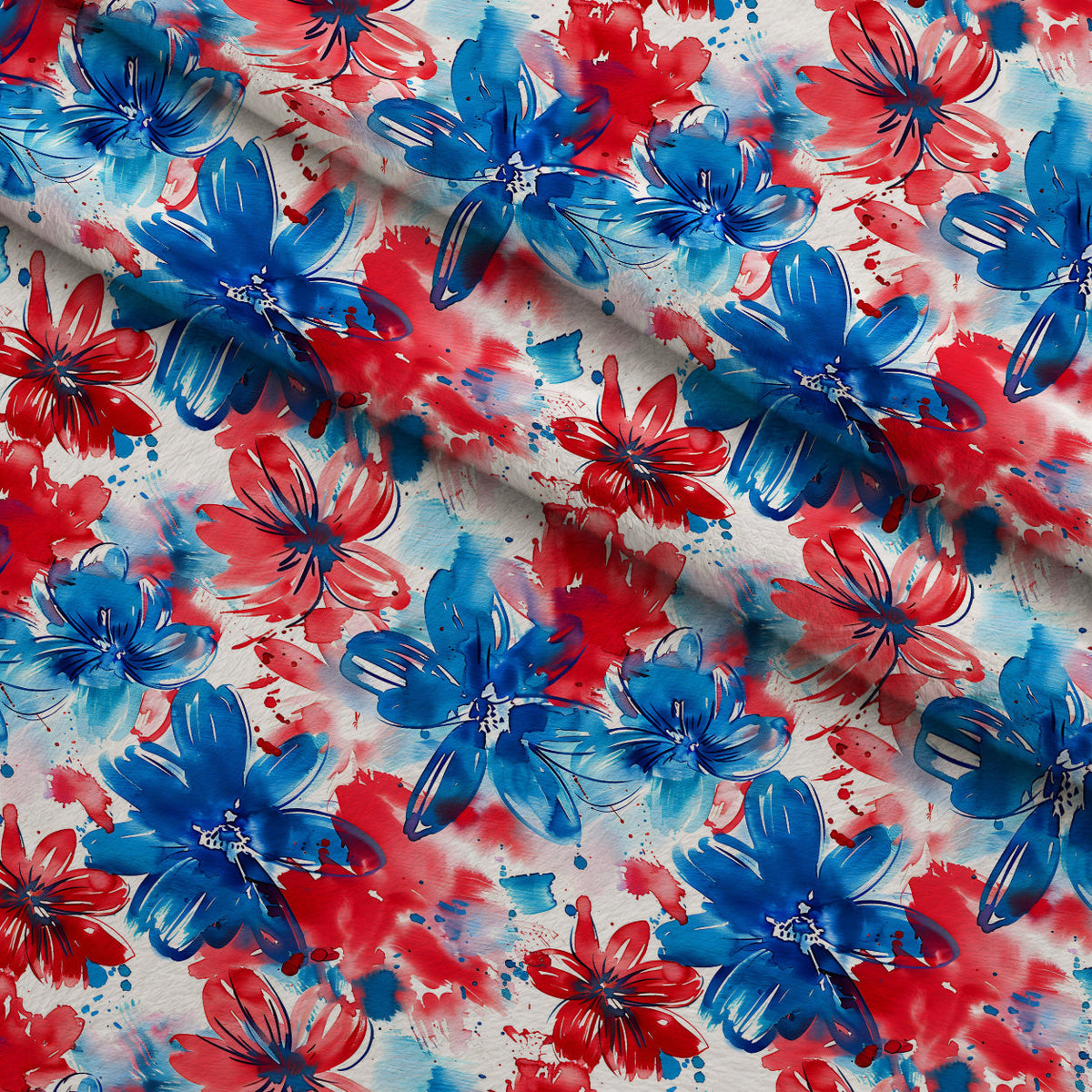 Freedom Petals Pattern 8 Fleece Fabric — fleece fabric folded close-up preview (mv-fleece-v1:lying)