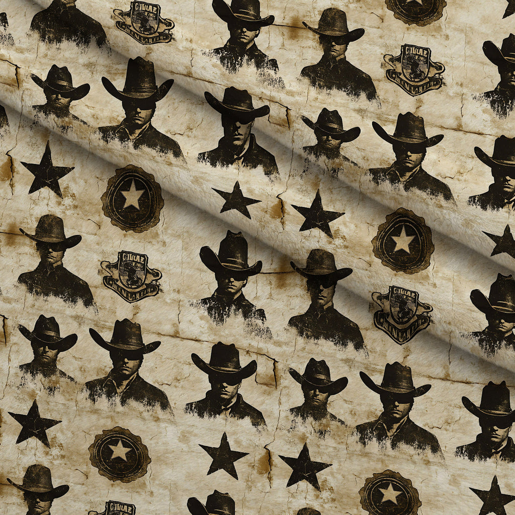 Frontier Outlaws Pattern 8 Fleece Fabric — fleece fabric folded close-up preview (mv-fleece-v1:lying)