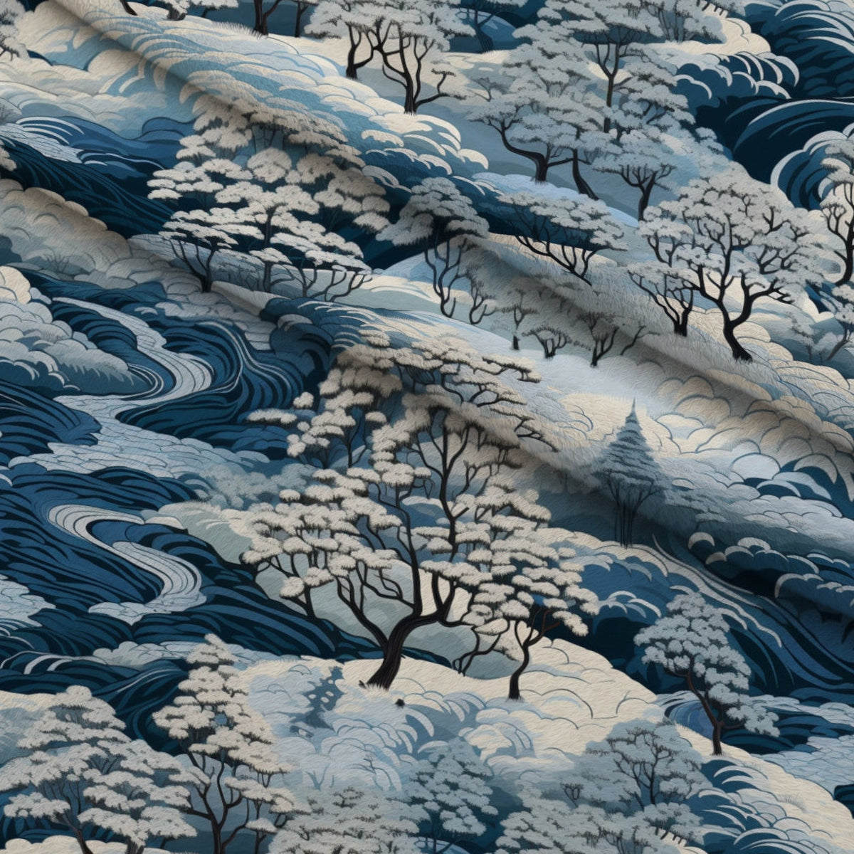 Frosted Pines Pattern 11 Fleece Fabric — fleece fabric folded close-up preview (mv-fleece-v1:lying)