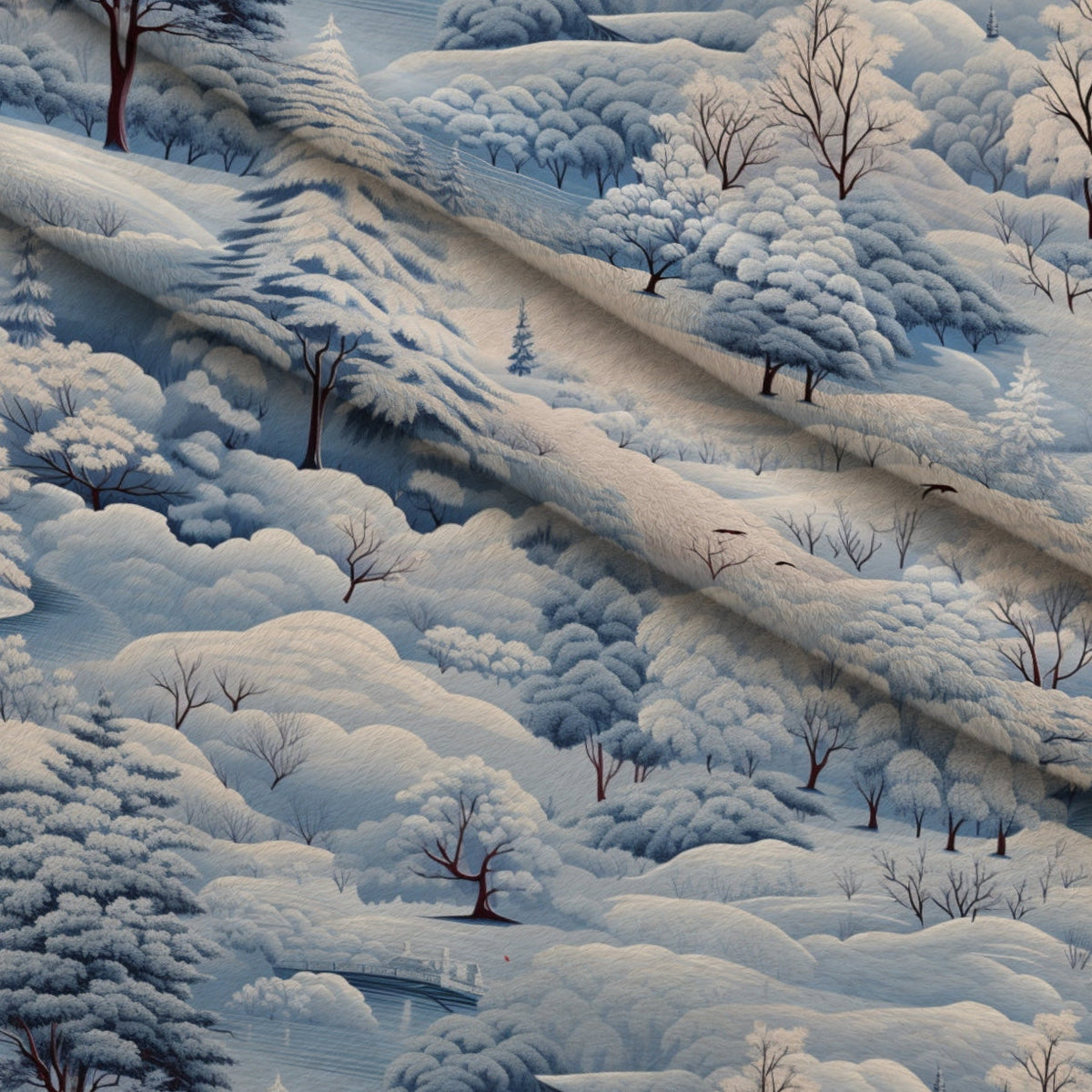 Frosted Pines Pattern 20 Fleece Fabric — fleece fabric folded close-up preview (mv-fleece-v1:lying)