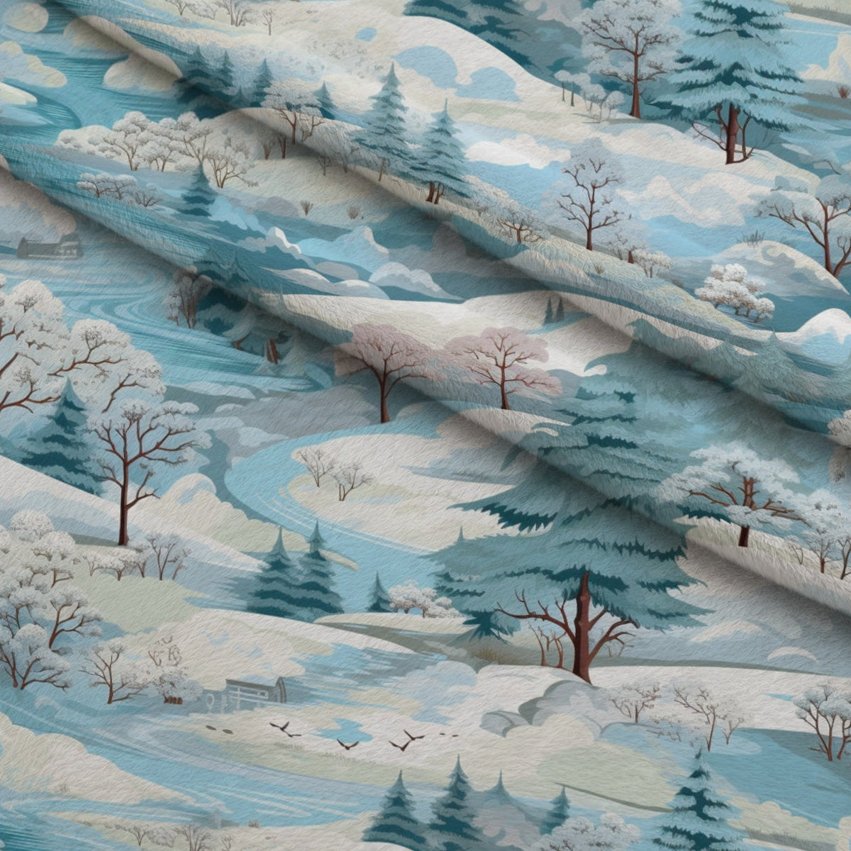 Frosted Pines Pattern 22 Fleece Fabric — fleece fabric folded close-up preview (mv-fleece-v1:lying)