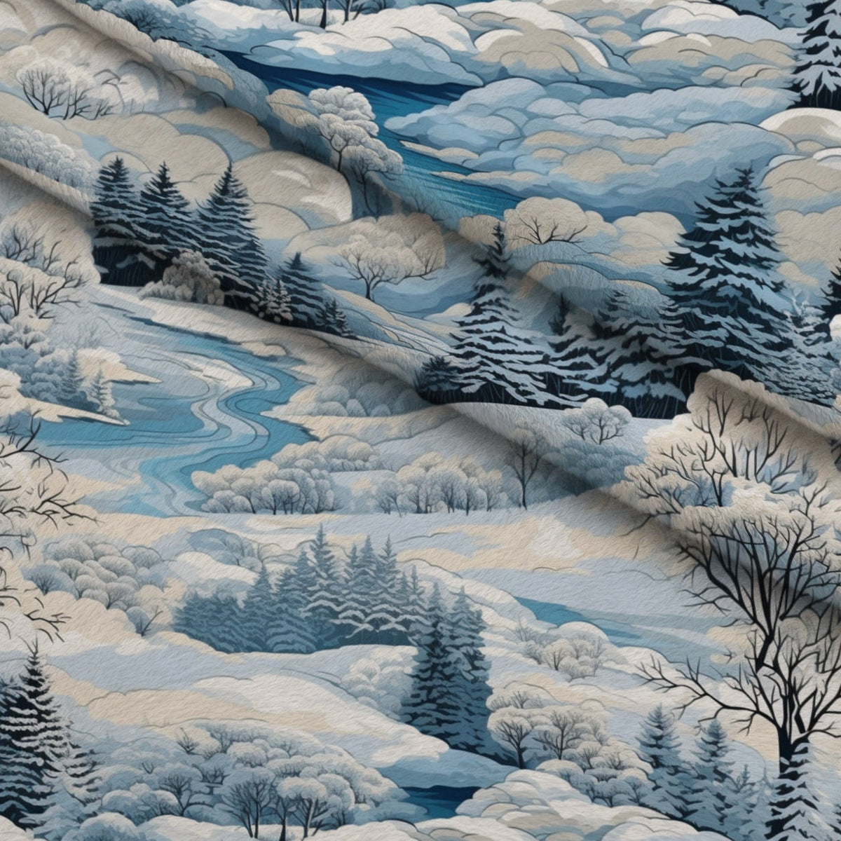 Frosted Pines Pattern 5 Fleece Fabric — fleece fabric folded close-up preview (mv-fleece-v1:lying)