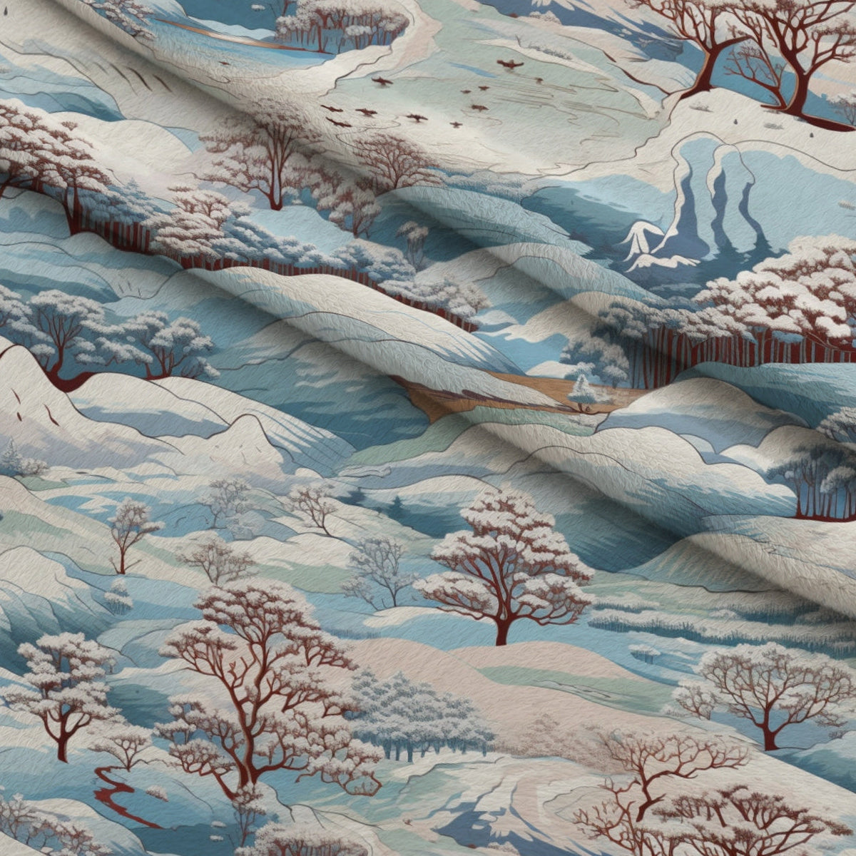 Frosted Pines Pattern 8 Fleece Fabric — fleece fabric folded close-up preview (mv-fleece-v1:lying)