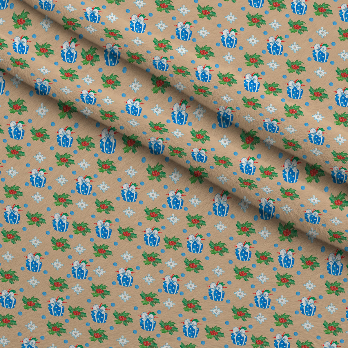Frosty Lantern Glow Pattern 4 Fleece Fabric — fleece fabric folded close-up preview (mv-fleece-v1:lying)