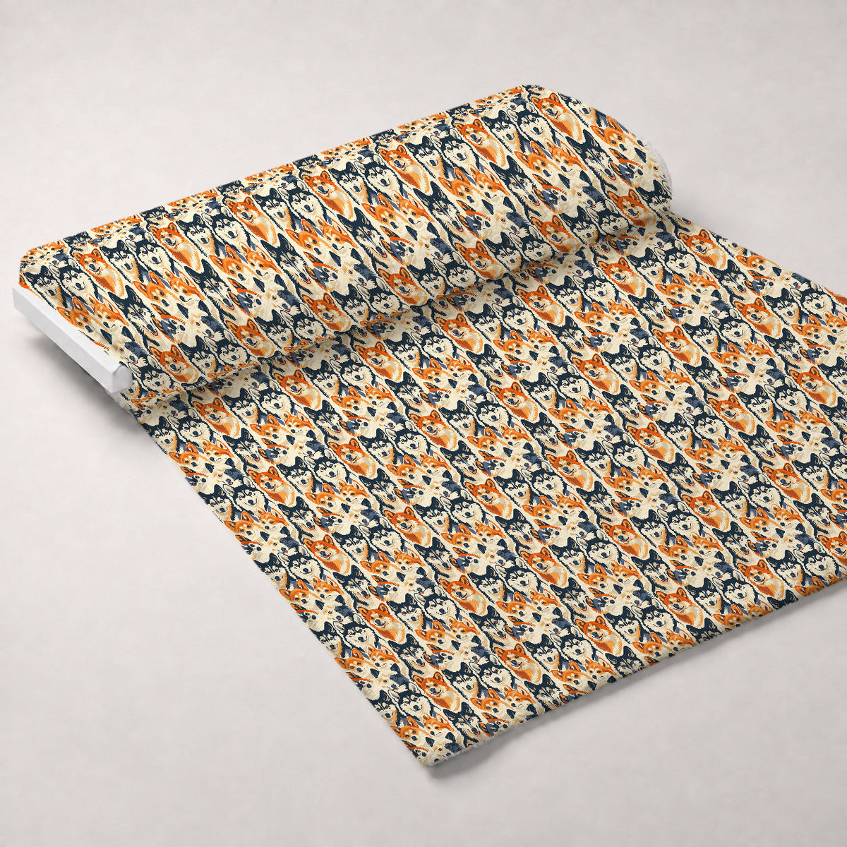 Furry Faces Pattern 11 Fleece Fabric — fleece fabric unrolled bolt preview (mv-fleece-v1:bolt)