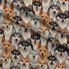 Furry Faces Pattern 4 Fleece Fabric — fleece fabric folded close-up preview (mv-fleece-v1:lying)