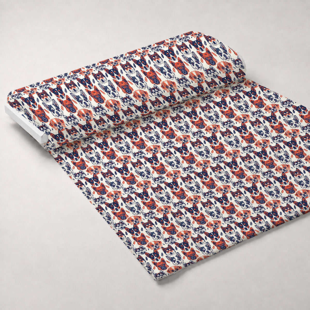 Furry Faces Pattern 7 Fleece Fabric — fleece fabric unrolled bolt preview (mv-fleece-v1:bolt)