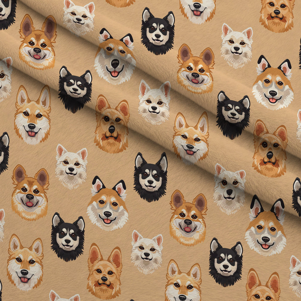 Furry Faces Pattern 9 Fleece Fabric — fleece fabric folded close-up preview (mv-fleece-v1:lying)