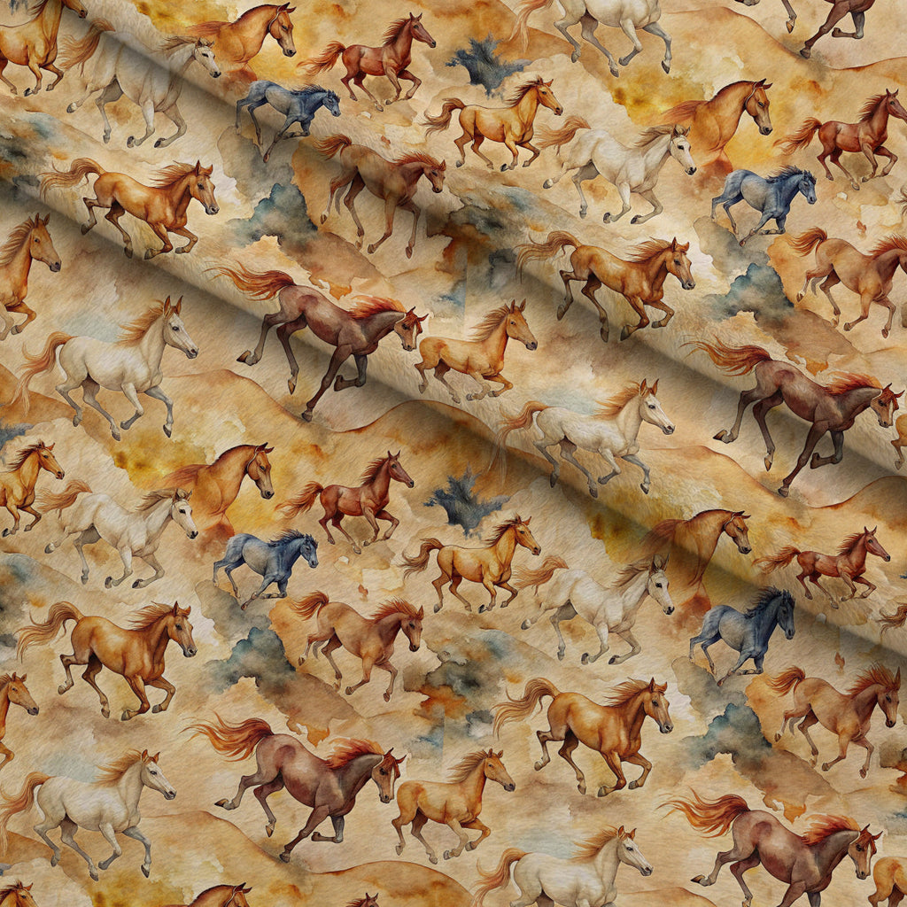 Galloping Mustangs Pattern 16 Fleece Fabric — fleece fabric folded close-up preview (mv-fleece-v1:lying)