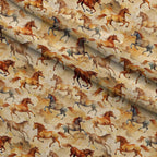 Galloping Mustangs Pattern 17 Fleece Fabric — fleece fabric folded close-up preview (mv-fleece-v1:lying)