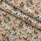 Galloping Mustangs Pattern 18 Fleece Fabric — fleece fabric folded close-up preview (mv-fleece-v1:lying)