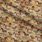 Galloping Mustangs Pattern 2 Fleece Fabric — fleece fabric folded close-up preview (mv-fleece-v1:lying)