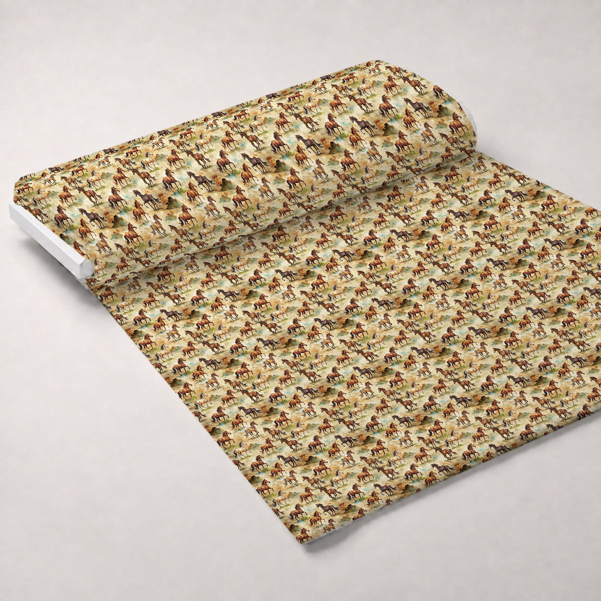 Galloping Mustangs Pattern 3 Fleece Fabric — fleece fabric unrolled bolt preview (mv-fleece-v1:bolt)