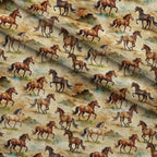 Galloping Mustangs Pattern 3 Fleece Fabric — fleece fabric folded close-up preview (mv-fleece-v1:lying)