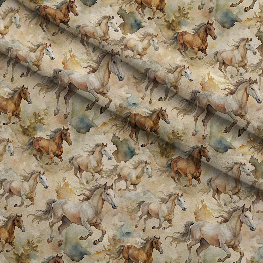 Galloping Mustangs Pattern 7 Fleece Fabric — fleece fabric folded close-up preview (mv-fleece-v1:lying)
