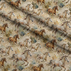 Galloping Mustangs Pattern 7 Fleece Fabric — fleece fabric folded close-up preview (mv-fleece-v1:lying)