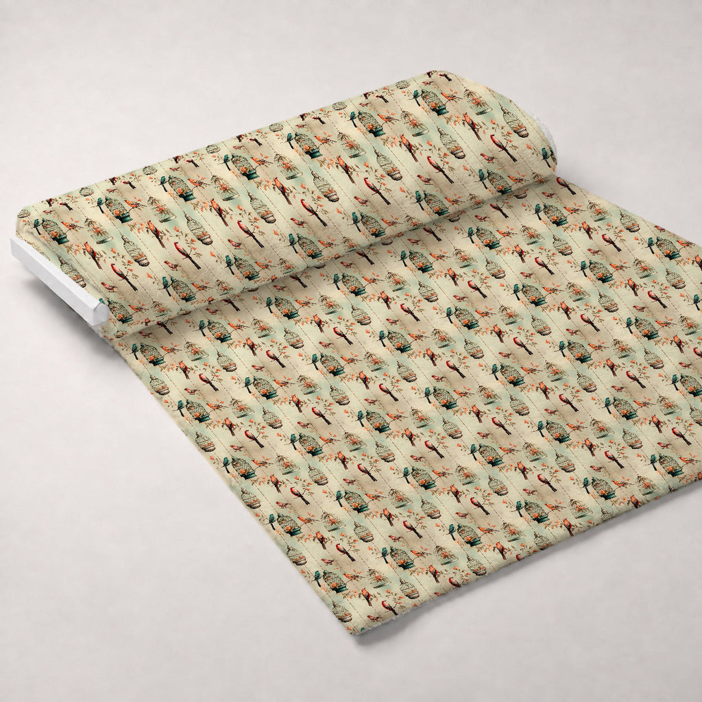 Gilded Aviary Pattern 2 Fleece Fabric — fleece fabric unrolled bolt preview (mv-fleece-v1:bolt)