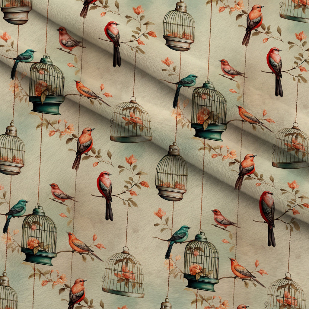 Gilded Aviary Pattern 2 Fleece Fabric — fleece fabric folded close-up preview (mv-fleece-v1:lying)