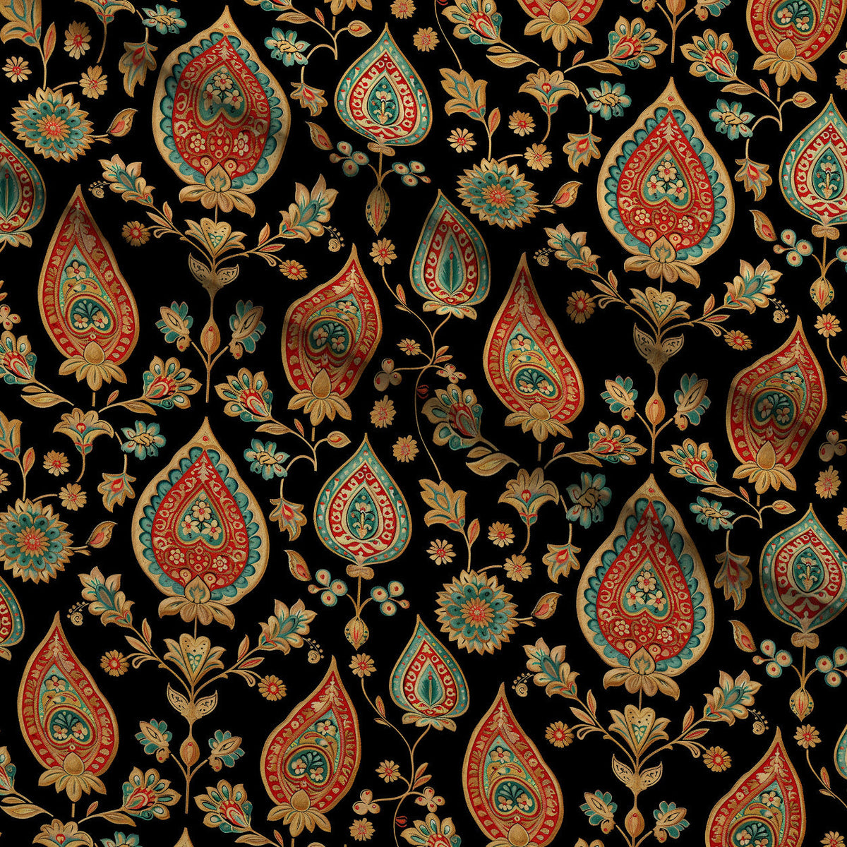 Gilded Boteh Blooms Pattern 8 Fleece Fabric — fleece fabric folded close-up preview (mv-fleece-v1:lying)