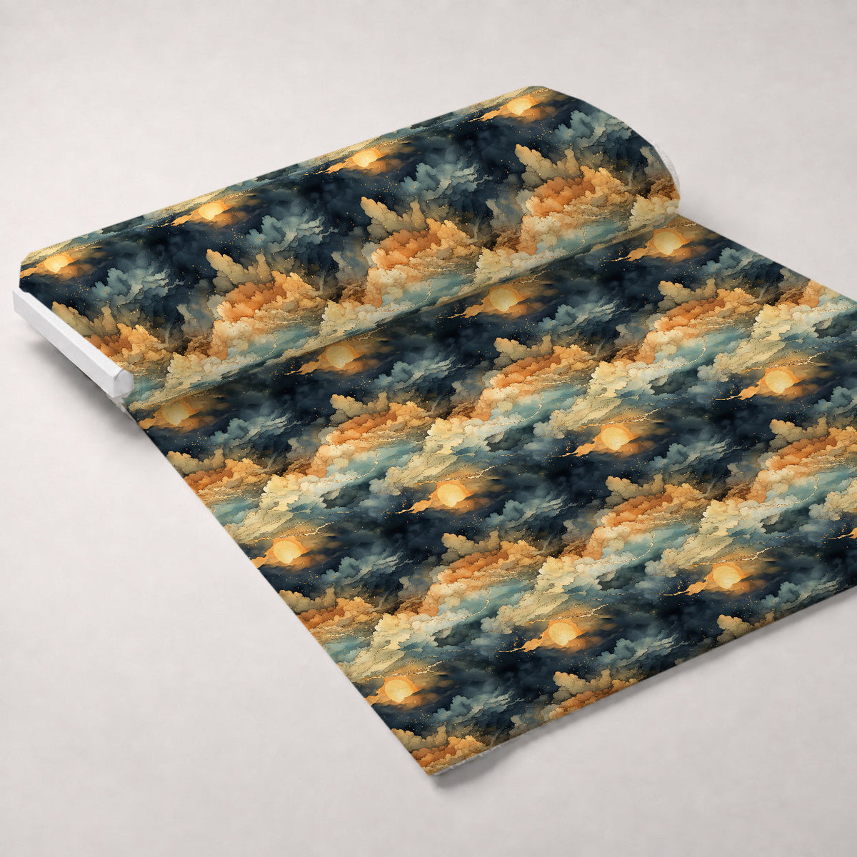 Gilded Clouds Pattern 1 Fleece Fabric — fleece fabric unrolled bolt preview (mv-fleece-v1:bolt)