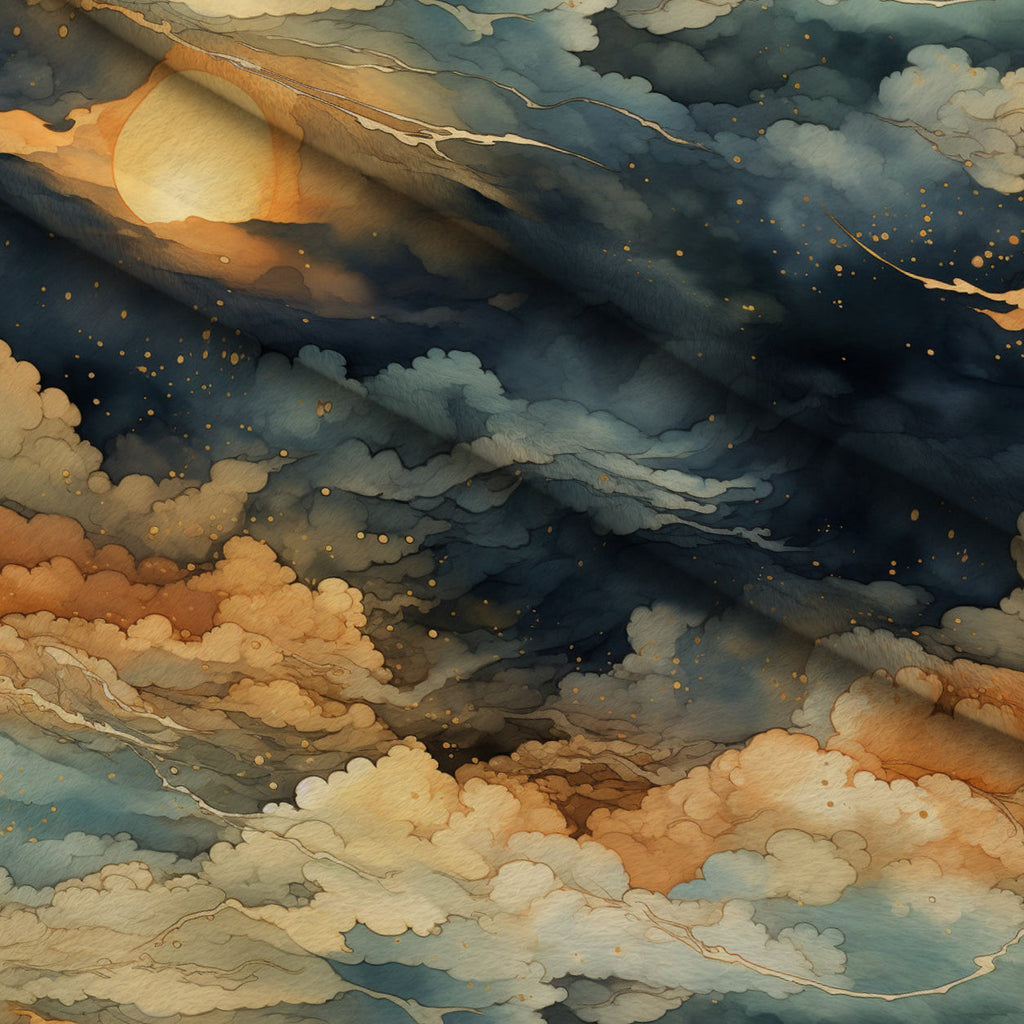 Gilded Clouds Pattern 1 Fleece Fabric — fleece fabric folded close-up preview (mv-fleece-v1:lying)