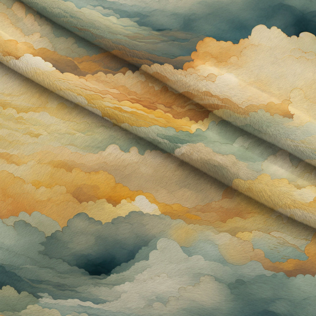 Gilded Clouds Pattern 3 Fleece Fabric — fleece fabric folded close-up preview (mv-fleece-v1:lying)