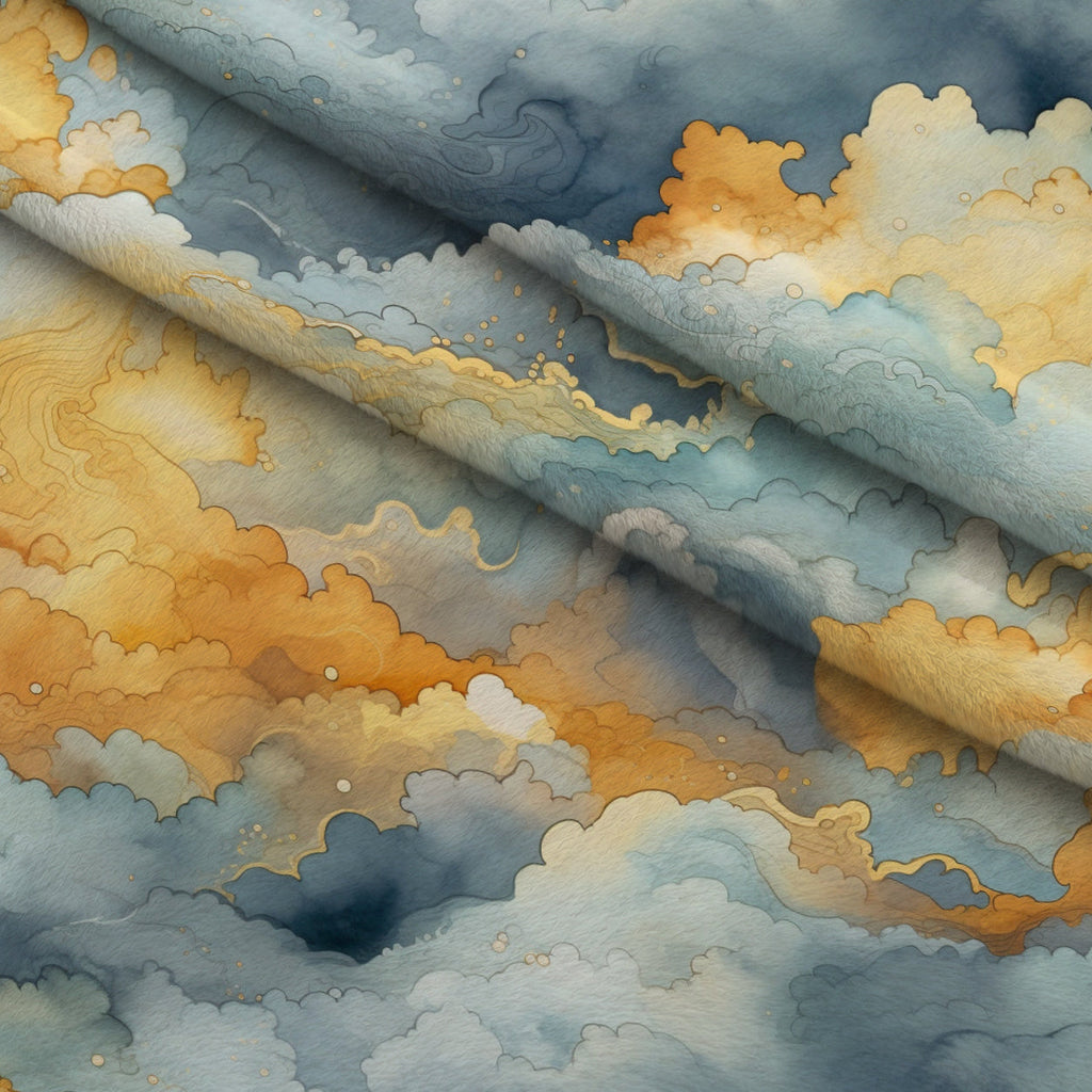 Gilded Clouds Pattern 7 Fleece Fabric — fleece fabric folded close-up preview (mv-fleece-v1:lying)