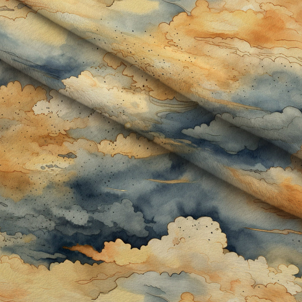 Gilded Clouds Pattern 8 Fleece Fabric — fleece fabric folded close-up preview (mv-fleece-v1:lying)