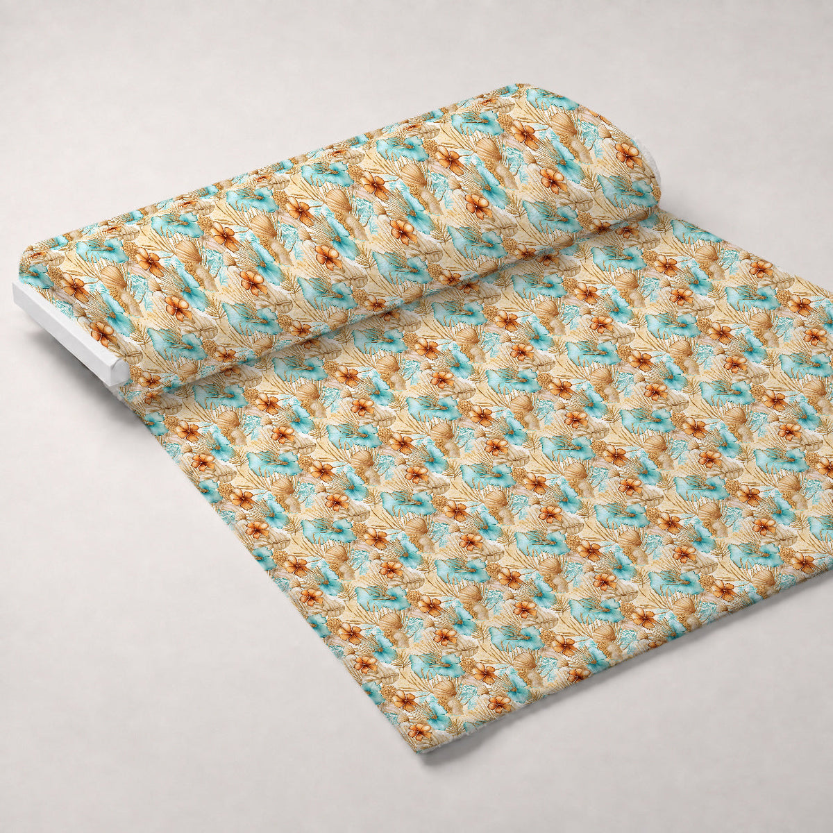 Gilded Coastal Blooms Pattern 14 Fleece Fabric — fleece fabric unrolled bolt preview (mv-fleece-v1:bolt)