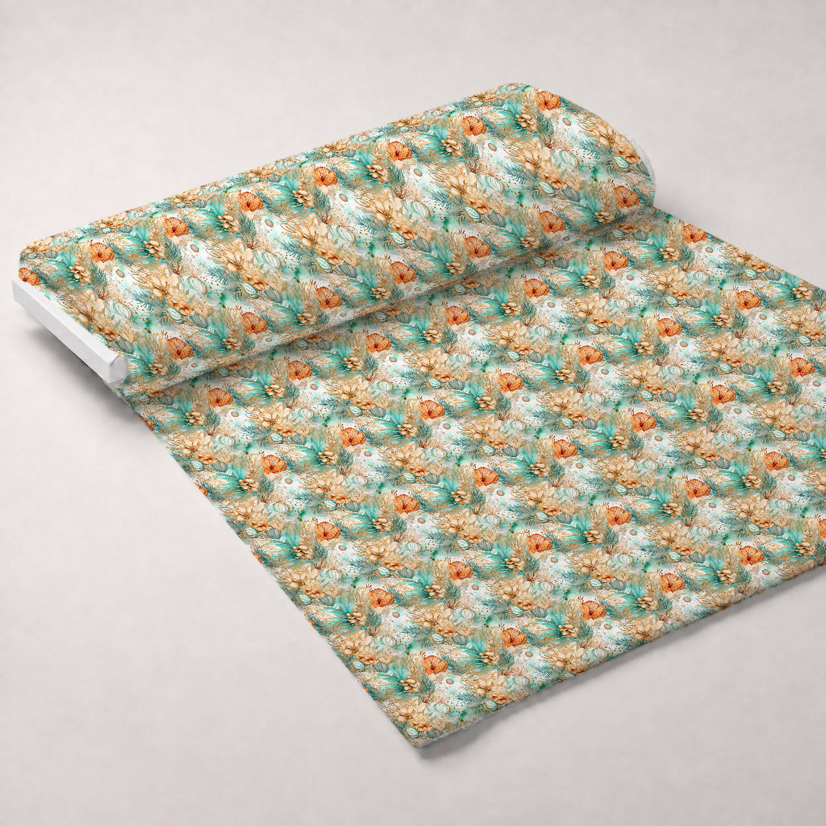 Gilded Coastal Blooms Pattern 15 Fleece Fabric — fleece fabric unrolled bolt preview (mv-fleece-v1:bolt)