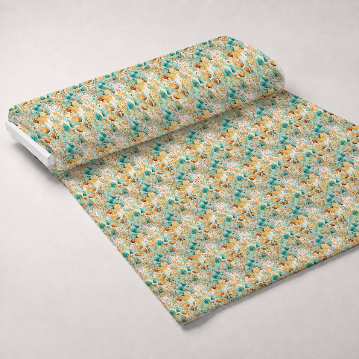 Gilded Coastal Blooms Pattern 16 Fleece Fabric — fleece fabric unrolled bolt preview (mv-fleece-v1:bolt)