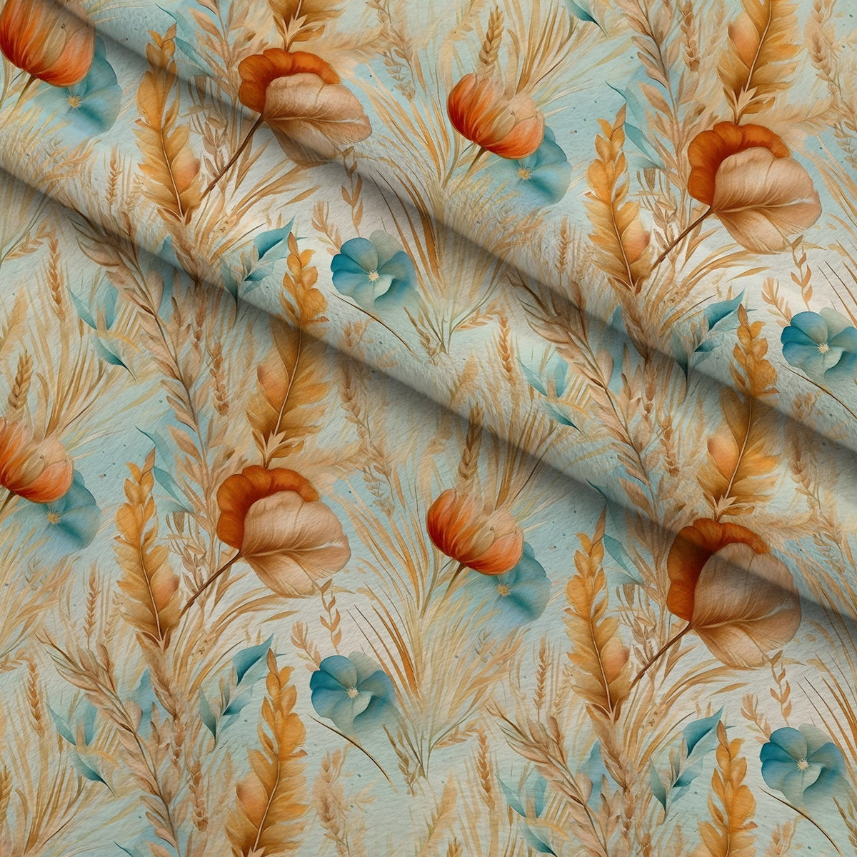 Gilded Coastal Blooms Pattern 17 Fleece Fabric — fleece fabric folded close-up preview (mv-fleece-v1:lying)