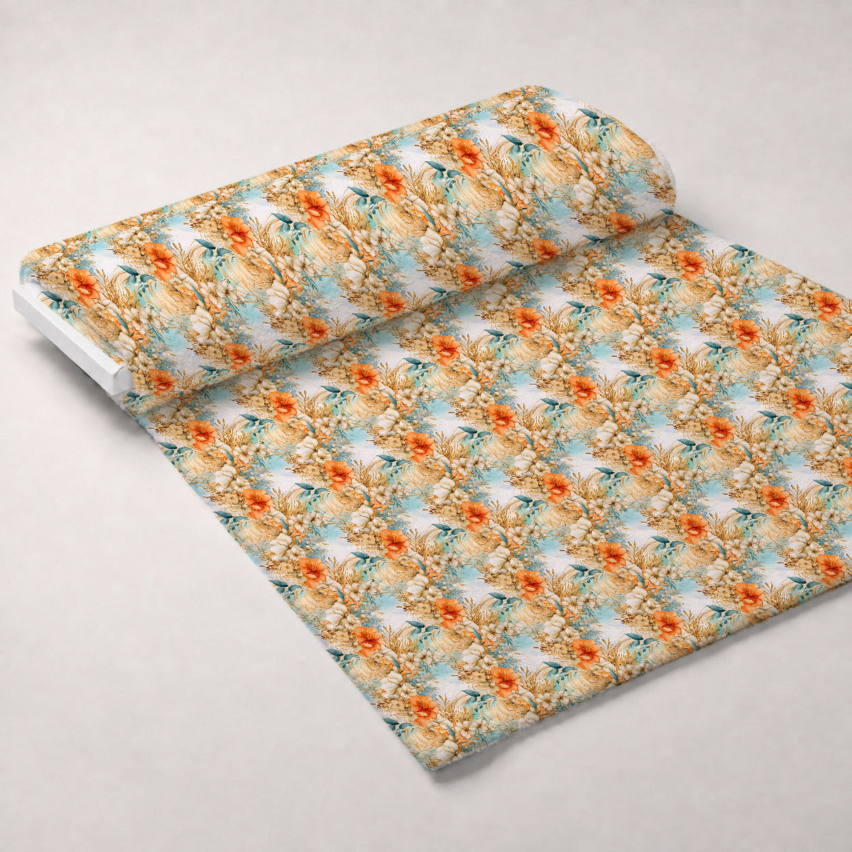 Gilded Coastal Blooms Pattern 18 Fleece Fabric — fleece fabric unrolled bolt preview (mv-fleece-v1:bolt)