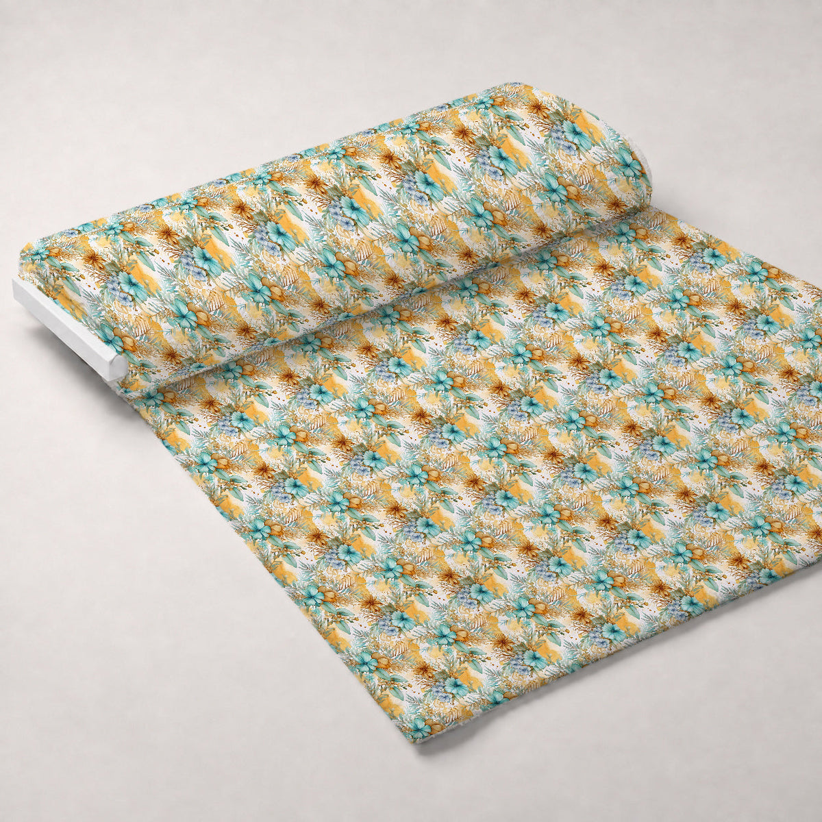 Gilded Coastal Blooms Pattern 20 Fleece Fabric — fleece fabric unrolled bolt preview (mv-fleece-v1:bolt)