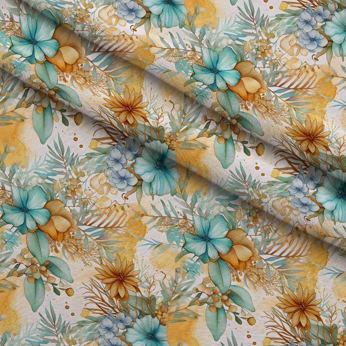 Gilded Coastal Blooms Pattern 20 Fleece Fabric — fleece fabric folded close-up preview (mv-fleece-v1:lying)