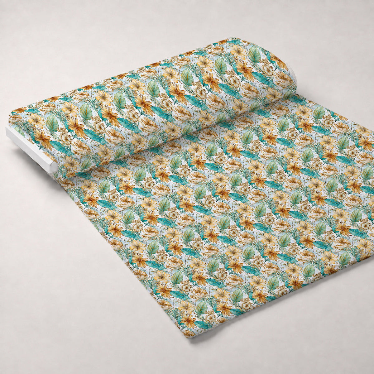 Gilded Coastal Blooms Pattern 3 Fleece Fabric — fleece fabric unrolled bolt preview (mv-fleece-v1:bolt)