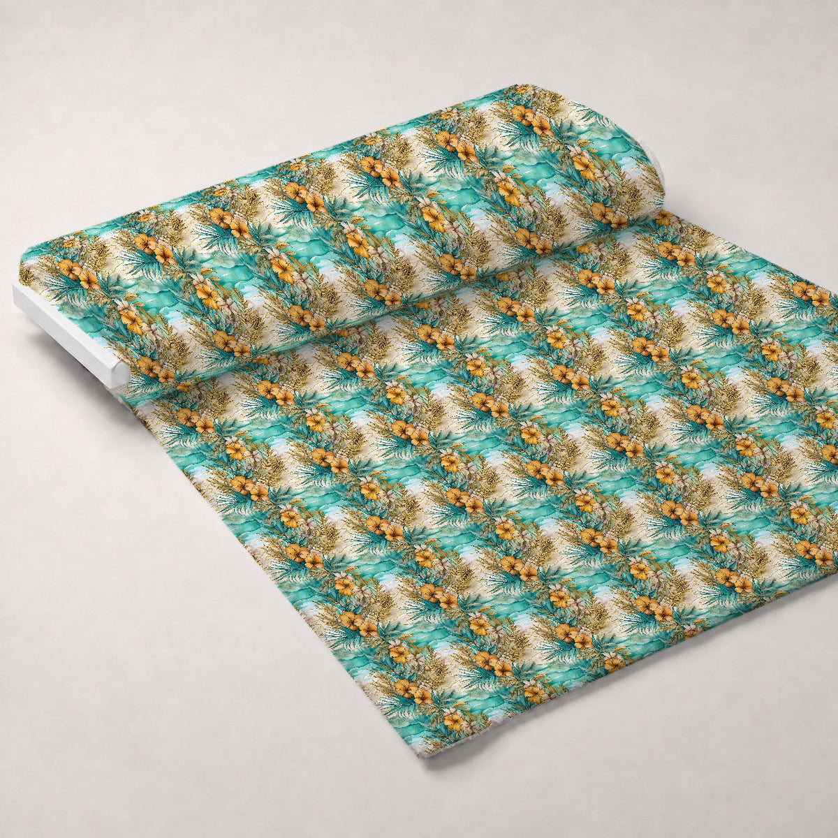 Gilded Coastal Blooms Pattern 5 Fleece Fabric — fleece fabric unrolled bolt preview (mv-fleece-v1:bolt)