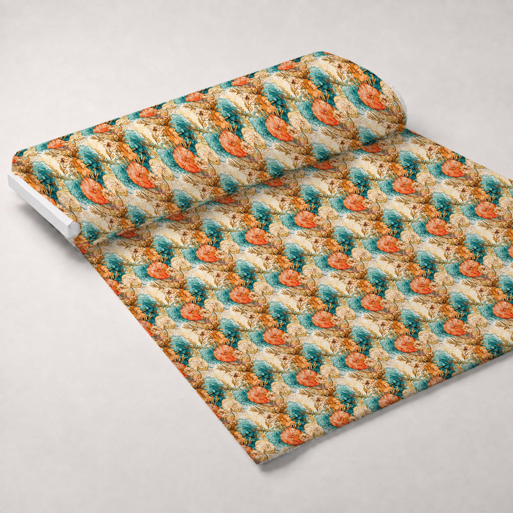 Gilded Coastal Blooms Pattern 7 Fleece Fabric — fleece fabric unrolled bolt preview (mv-fleece-v1:bolt)