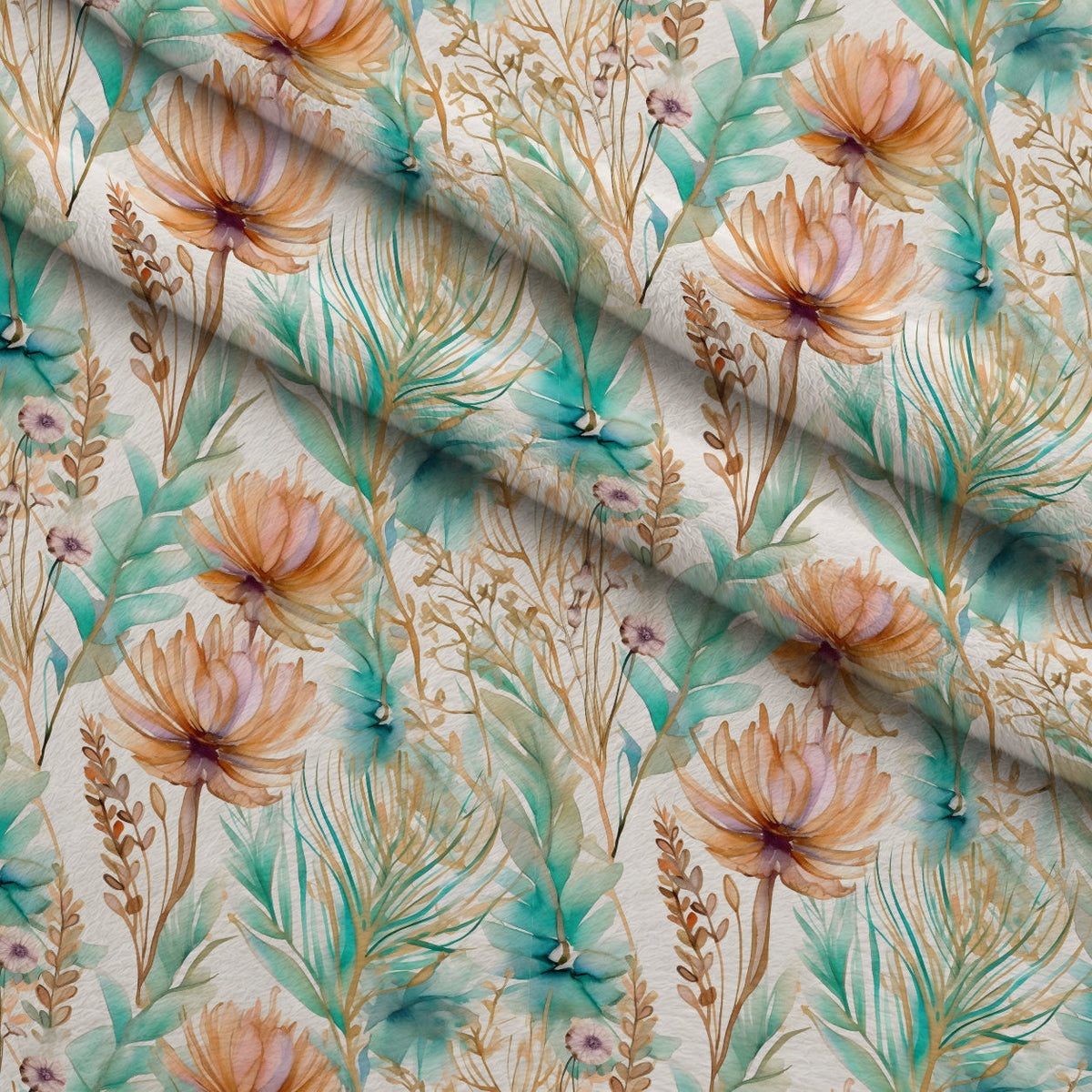 Gilded Coastal Blooms Pattern 9 Fleece Fabric — fleece fabric folded close-up preview (mv-fleece-v1:lying)