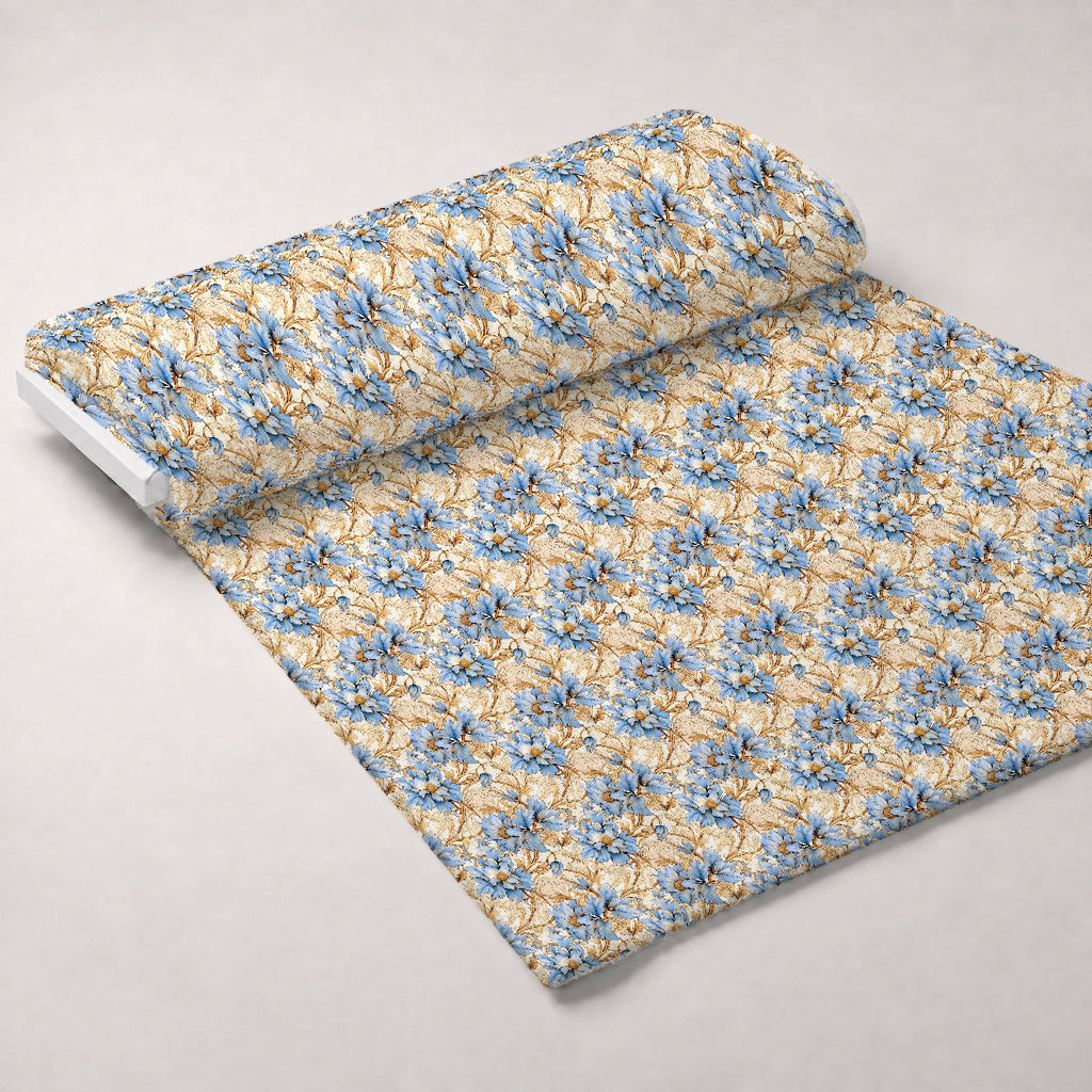 Gilded Cornflowers Pattern 6 Fleece Fabric — fleece fabric unrolled bolt preview (mv-fleece-v1:bolt)
