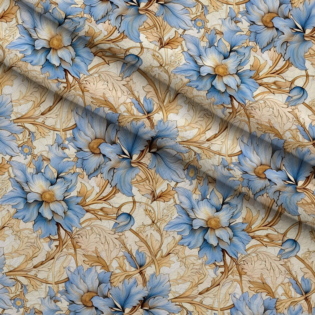 Gilded Cornflowers Pattern 6 Fleece Fabric — fleece fabric folded close-up preview (mv-fleece-v1:lying)