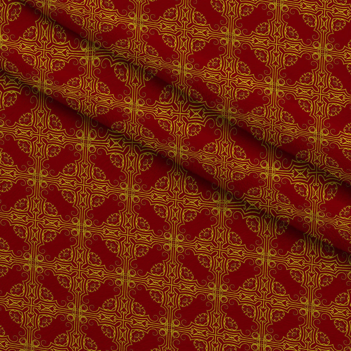 Gilded Crimson Pattern 1 Fleece Fabric — fleece fabric folded close-up preview (mv-fleece-v1:lying)