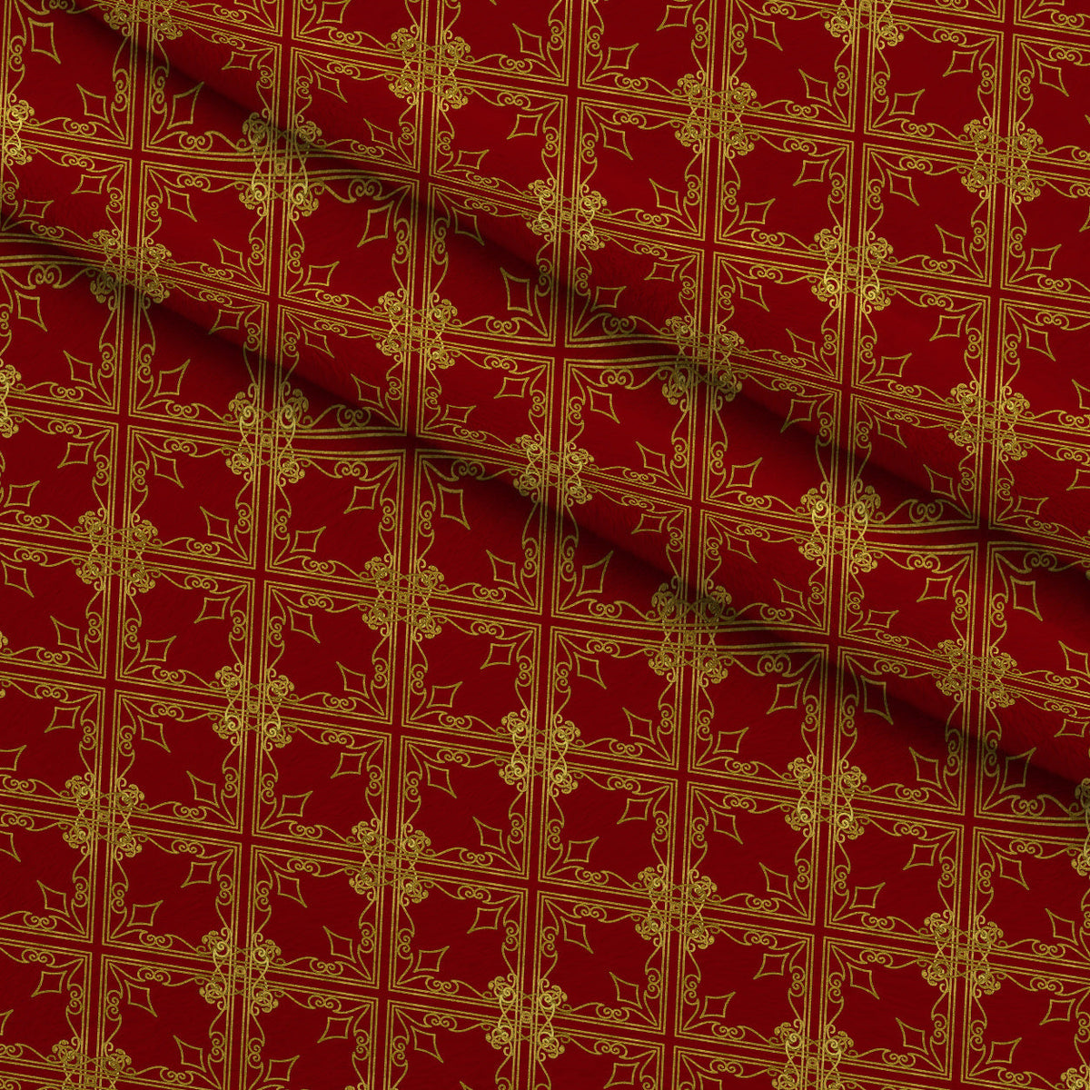 Gilded Crimson Pattern 2 Fleece Fabric — fleece fabric folded close-up preview (mv-fleece-v1:lying)