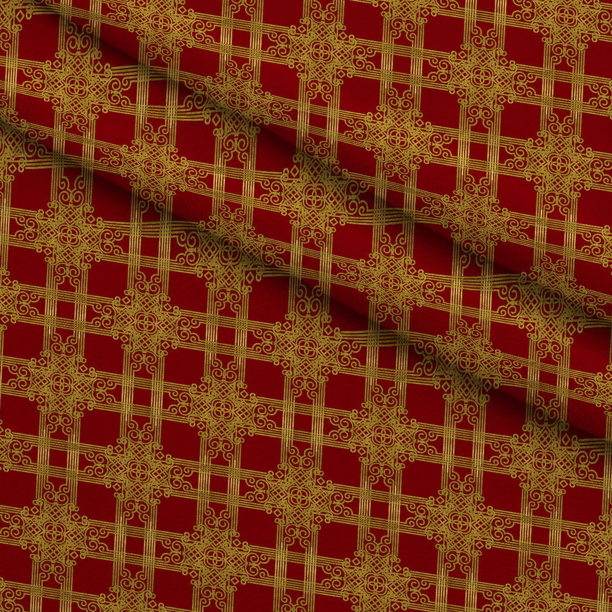 Gilded Crimson Pattern 3 Fleece Fabric — fleece fabric folded close-up preview (mv-fleece-v1:lying)