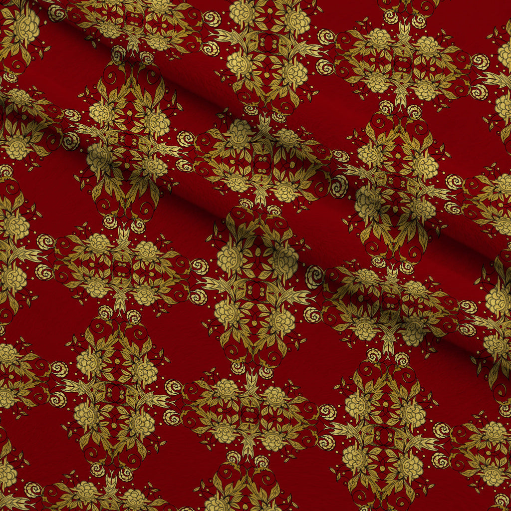 Gilded Crimson Pattern 5 Fleece Fabric — fleece fabric folded close-up preview (mv-fleece-v1:lying)