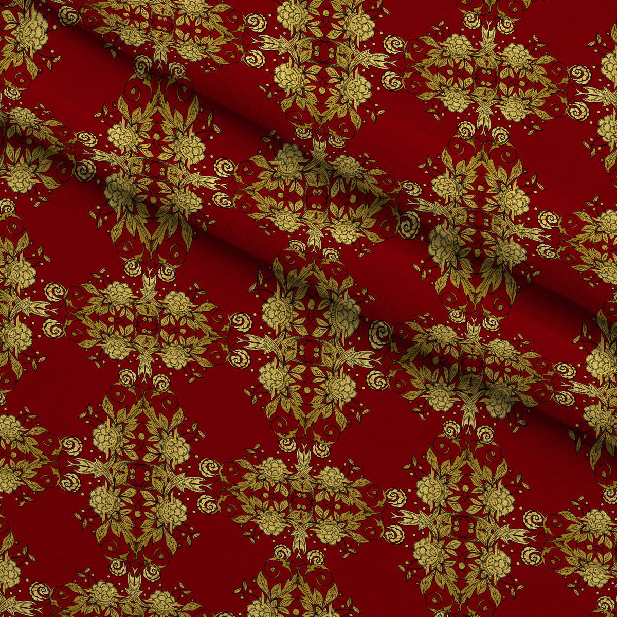 Gilded Crimson Pattern 5 Fleece Fabric — fleece fabric folded close-up preview (mv-fleece-v1:lying)