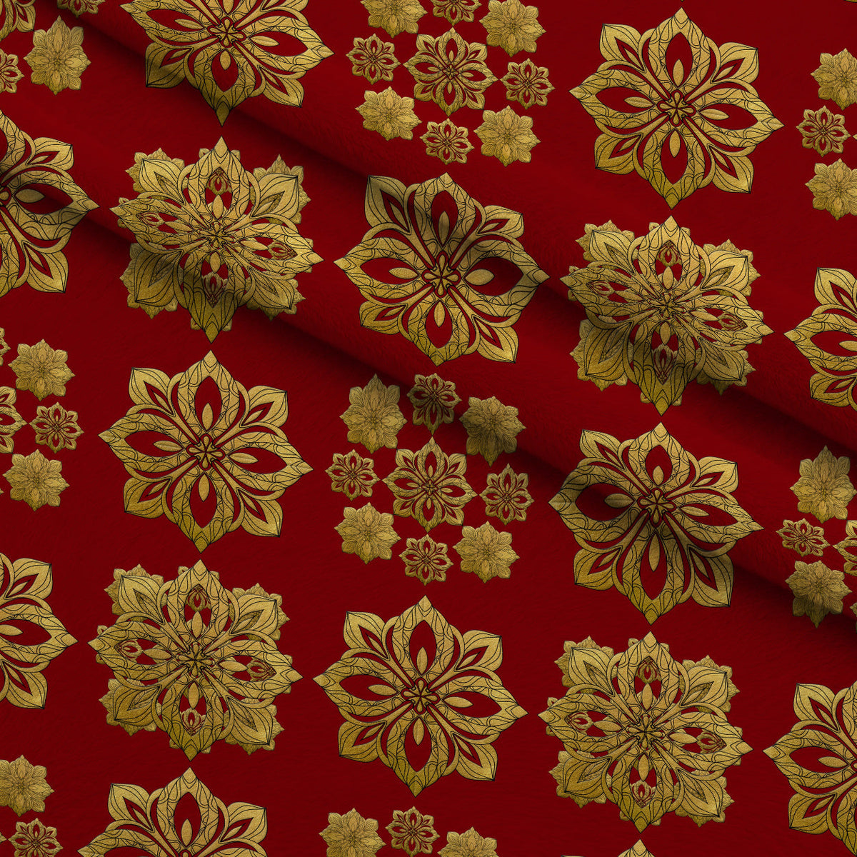 Gilded Crimson Pattern 6 Fleece Fabric — fleece fabric folded close-up preview (mv-fleece-v1:lying)