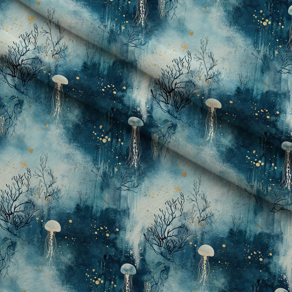 Gilded Depths Pattern 1 Fleece Fabric — fleece fabric folded close-up preview (mv-fleece-v1:lying)